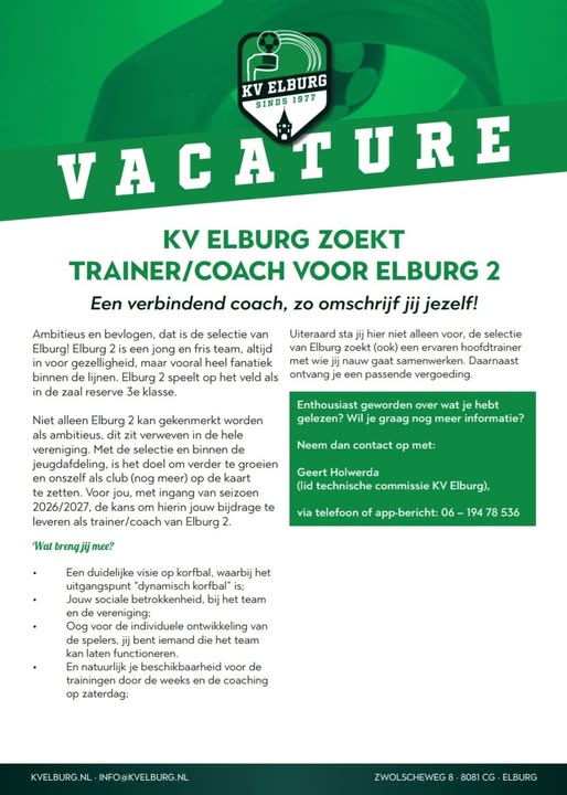 Trainer/Coach voor Elburg 2