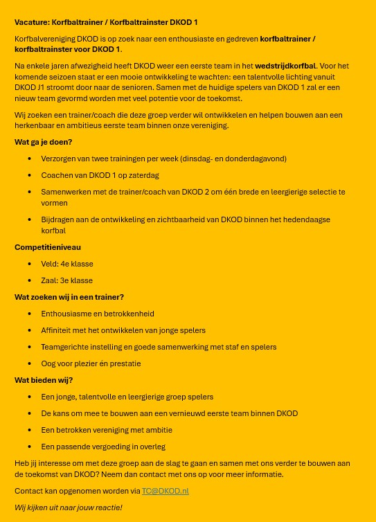 Korfbaltrainer / Korfbaltrainster DKOD 1