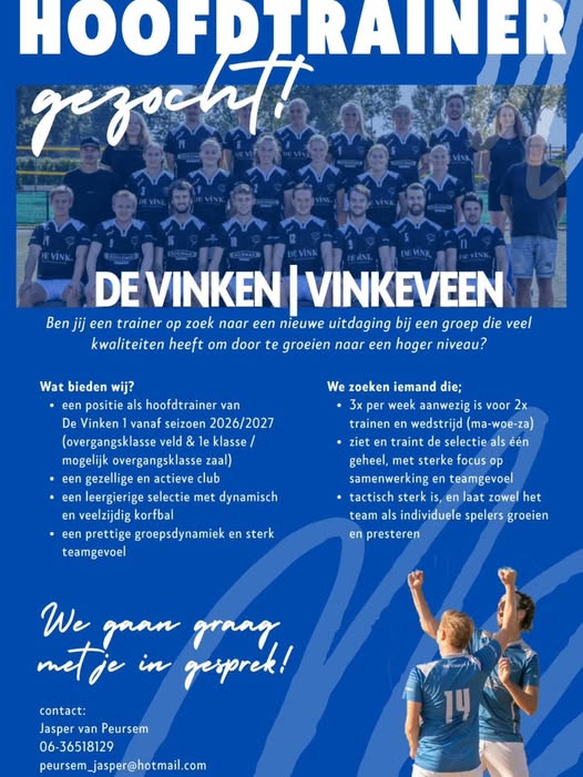 Hoofdtrainer gezocht