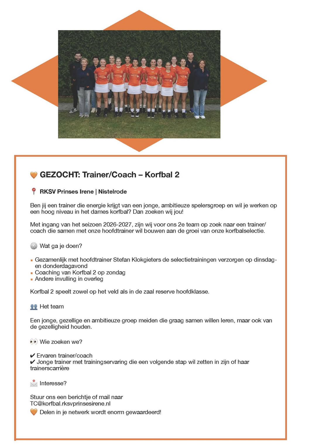 Trainer/Coach – Korfbal 2